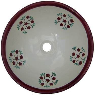 Mexican Vessel Handpainted Talavera Sink -- s5201 Bouquet Terracotta